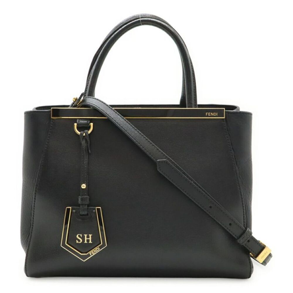 Fendi Petite 2Jours Leather Handbag Black